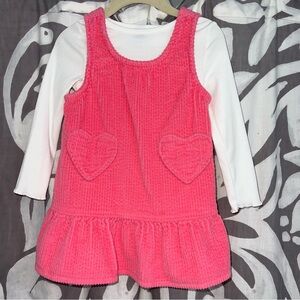 Adorable Pink Heart Cord Dress Set